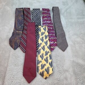 Silk Blend Necktie Lot Mens OS Paisley Striped Designer Multicolor Bundle of‎ 7